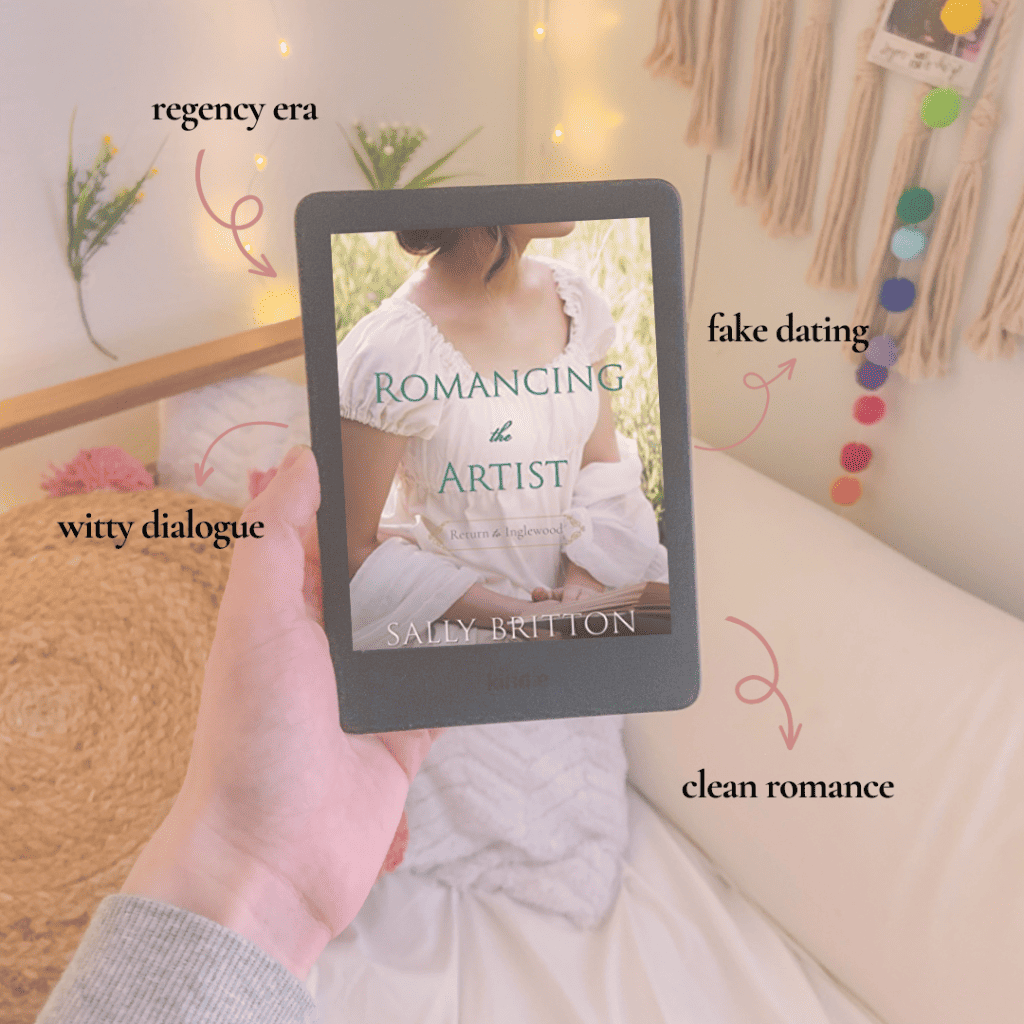 holding ebook of Romancing the Artist by Sally Britton