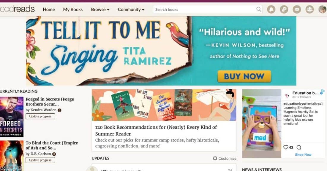 Goodreads account profile